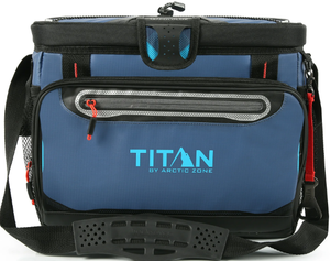 lot 519 image: Titan by Arctic Zone 30 Can Zipperless Soft Side Cooler, Ocean Blue
