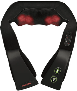 lot 524 image: FitRx Cordless Shiatsu Shoulder, Back, and Neck Massager with Heat, USB-Rechargeable, Black