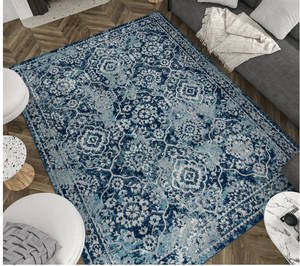 lot 583 image: Diamond Transitional 5 x 7 Blue and Cream Polypropylene Indoor Area Rug