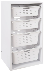lot 591 image: Your Zone Kids Sliding Bin Organizer with 4 Storage Bins, White, Age 3