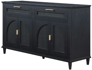 lot 598 image: Beautiful Drew Rattan Media Console with Teched Away Drawer by Drew Barrymore, Black Finish