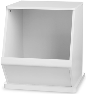 lot 609 image: Your Zone Kids Wood Stackable Toy Box Storage Bin for Kids and Teens, White