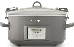 lot 628 image: Crock-Pot Programmable 7-Quart Cook and Carry Slow Cooker, Grey