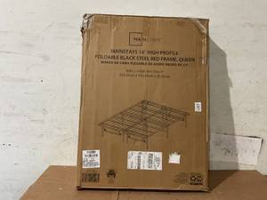lot 633 image: Queen Size Mainstays 14 High Profile Foldable Steel Platform Bed Frame