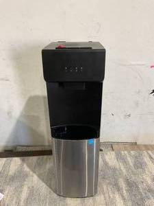 lot 843 image: Great Value Bottom Loading HotColdRoom Temp. Water Dispenser, BlackStainless Steel Water Cooler