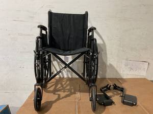 lot 653 image: Equate Lightweight Foldable Steel Wheelchair with 18 Seat and Swing-Away Footrests, 350 lb Capacity