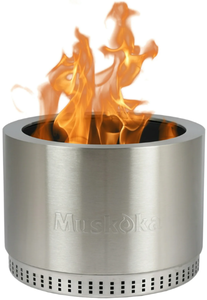 lot 93 image: Muskoka 19.5 Stainless Steel Smokeless Wood Burning Fire Pit with Protective Cover