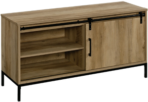 lot 834 image: Mainstays TV Stand, for TVs up to 54, Rustic Weathered Oak Finish