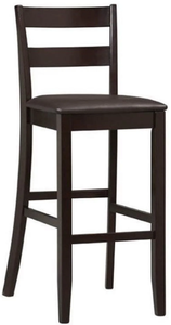 lot 835 image: Linon Triena Wood Soho 31 Bar Stool Dk Brown Faux Leather Seat in Merlot Stain