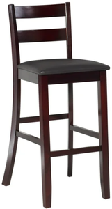 lot 836 image: Linon Triena Wood Soho 31 Bar Stool Dk Brown Faux Leather Seat in Merlot Stain