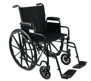 lot 69 image: Equate Lightweight Foldable Steel Wheelchair with 18 Seat and Swing-Away Footrests, 350 lb Capacity