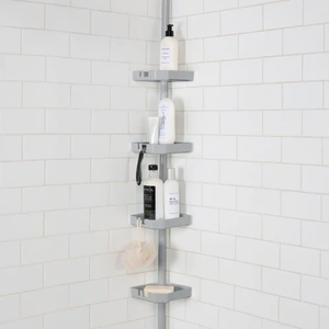 lot 385 image: Bath Bliss 4 Tier Tension Corner Shower Organizer Caddy