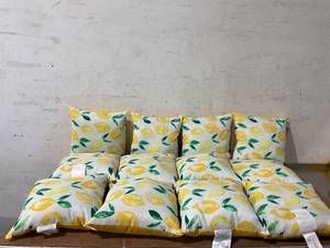lot 655 image: 19PCS Mainstays Home Sweet Home Lemon Reversible Outdoor Throw Pillow