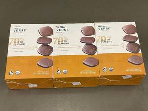 GA 5 - Verse Chocolate 70% Salted Almond, Dark Chocolate Medallion 3 boxes