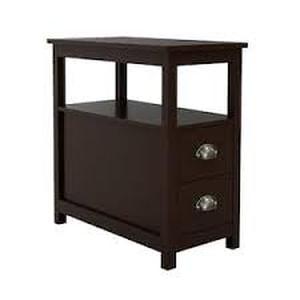 23.62 in. Brown Rectangle Wood End Table Narrow Nightstand with 2-Drawers and Open Shelf Customer Returns See Pictures