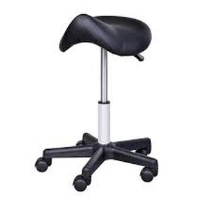 HOMCOM Rolling Black Saddle Stool, Swivel Salon Chair, Ergonomic Faux Leather Stool, Adjustable Height with Wheels  Customer Returns See Pictures