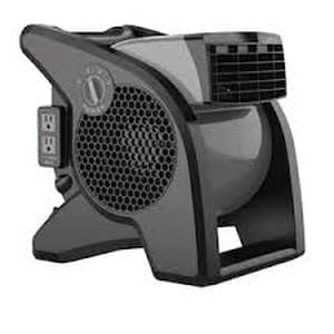 Lasko 11.2 in. 3 Speeds Blower Fan in Gray with Carry Handle, Circuit Breaker, Power Outlets, High Velocity Utility Pivoting  Customer Returns See Pictures