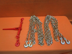 lot 35 image: (2) 20 38 Chains & Ratcheting Chain Binder
