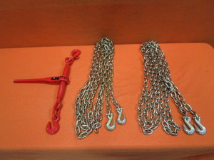 lot 36 image: (2) 20 516 Chains & Ratcheting Chain Binder