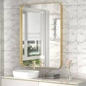 30 in. W x 40 in. H Large Rectangular Stainless Steel Framed Mirror Wall Mirror Bathroom Vanity Mirror in Brushed Gold    Customer Returns See Pictures