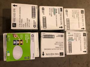 Lot of Assorted Commercial Electric 11 in. 12.5-Watt Dimmable White Integrated LED Edge-Lit Round Flat Panel Flush Mount Ceiling Light Color Changing  Customer Returns See Pictures