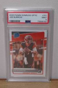 lot 5 image: 2020 Panini Optic Joe Burrow #151 Rookie Football Card - PSA 9