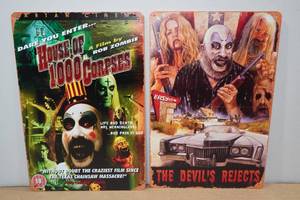 lot 72 image: 2 Metal Signs -House of 1,000 Corpses, The Devils Rejects