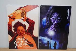 lot 73 image: 2 Metal Signs -Texas Chainsaw Massacre, Exorcist
