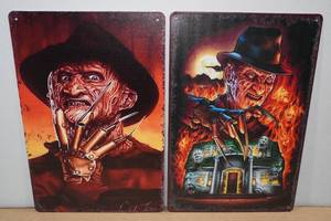 lot 76 image: 2 Metal Freddy Kruger Signs