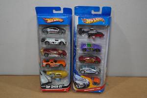 lot 96 image: 2 5-Pack Hot Wheels Die Cast Cars -Top Speed GT, Police Pursuit