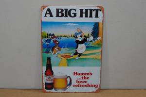 lot 186 image: Metal Hamms Beer Sign - Big Hit