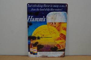lot 188 image: Metal Hamms Beer Sign - Moon Over Lake