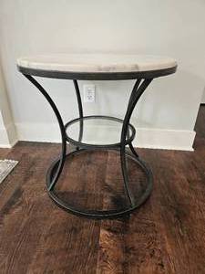 lot 30 image: Hammery Furniture Modern Contemporary Marble Top Round End Table