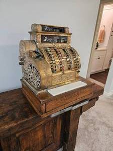 lot 34 image: Early 1900s Brass Register from National Cash Register Company