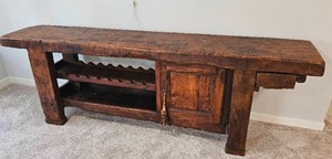 lot 6A image: Antique French Rustic Workbench Console Table c. 1800