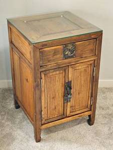 lot 13 image: Chinoiserie Walnut Single Drawer Cabinet