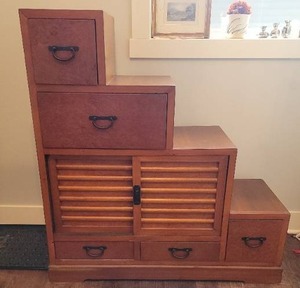 lot 173 image: Japanese Tansu Hardwood Step Storage Cabinet