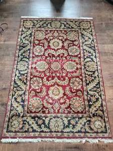 lot 133 image: Stunning Oriental Wool Area Rug - Red  Black  Champagne