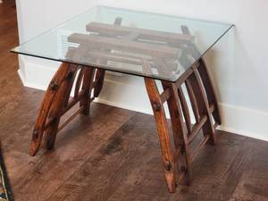 lot 15 image: Amazing Antique Chinese Wooden Horse Saddle Base Accent Table