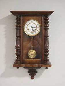 lot 158 image: Vintage Pendulum Wall Clock with Porcelain Face