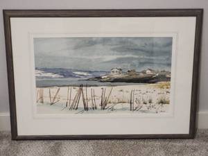 lot 130 image: Expansive Coastal American Fine Art Watercolor Print - L. Bean - Autumn Sea Breeze