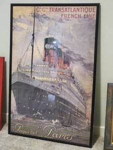 lot 81 image: Belle Epoque French Advertisement Poster Print - Transatlantique French Line - Paquebot Paris