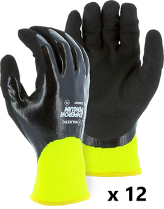lot 147 image: Lot of 12 PAIRS - NEW - Majestic Emperor Penguin XL High Visibility Thermal Nitrile Work Gloves