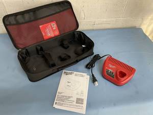 lot 133 image: Milwaukee Tool - Soft-Sided Storage Case and M12 FUEL Battery Charger # 48-59-2401 (New)