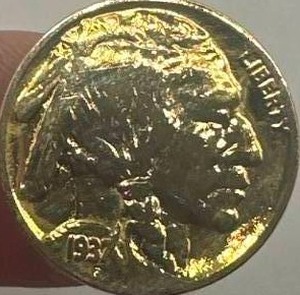 1937 24kt Gold Plated Buffalo Nickel