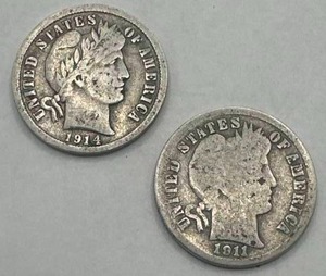 1911 & 1914 Barber Dimes