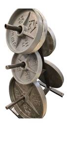 lot 3 image: Hampton Weight Plates (Two 45LB and Four 25LB. Storage Rack Not Included)
