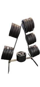lot 13 image: Beautiful Plastic Weights ( Six 5LB, Eighteen 2.5LB Plus a Storage Rack)