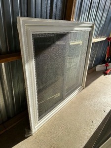 lot 7 image: Unused 47.6 x 53 Lindsay Brick Mold Window with Sill & Screen