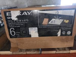 lot 19 image: 15x15 stainless steel sink with faucet